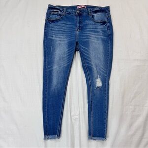 Crystal Rock Blue Distressed Skinny Jeans size 18